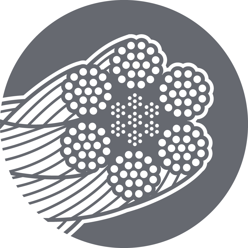Cross section of 6x19 IWRC galvanized wire rope