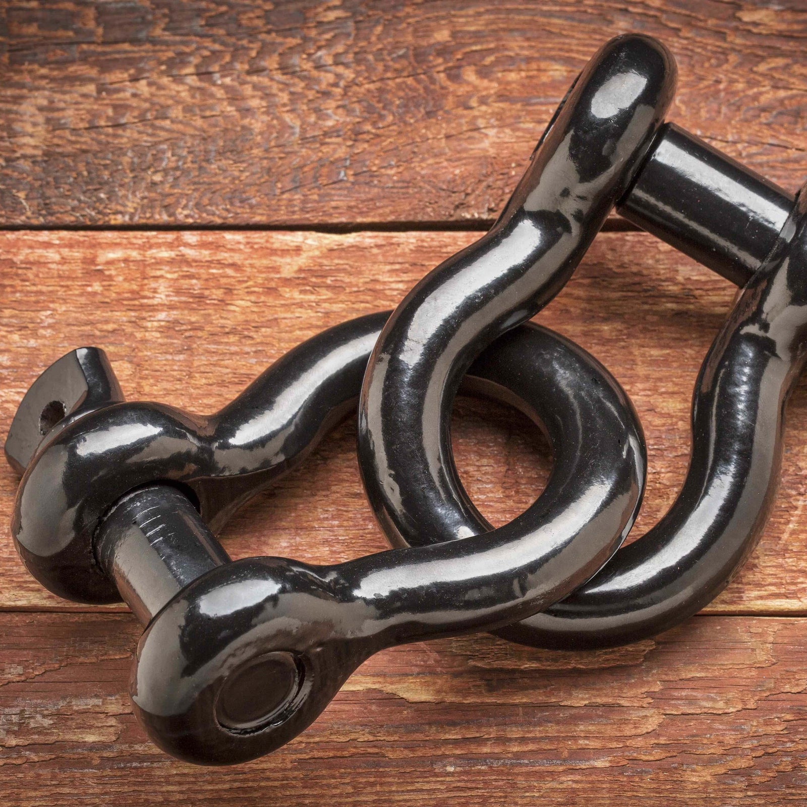 Two screw pin anchor bow shackles linked together