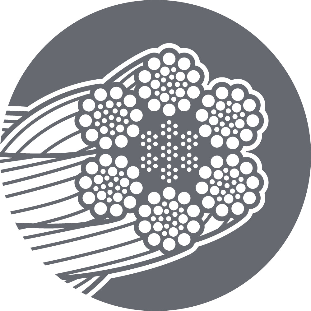 Cross section of 6x26 IWRC bright wire rope