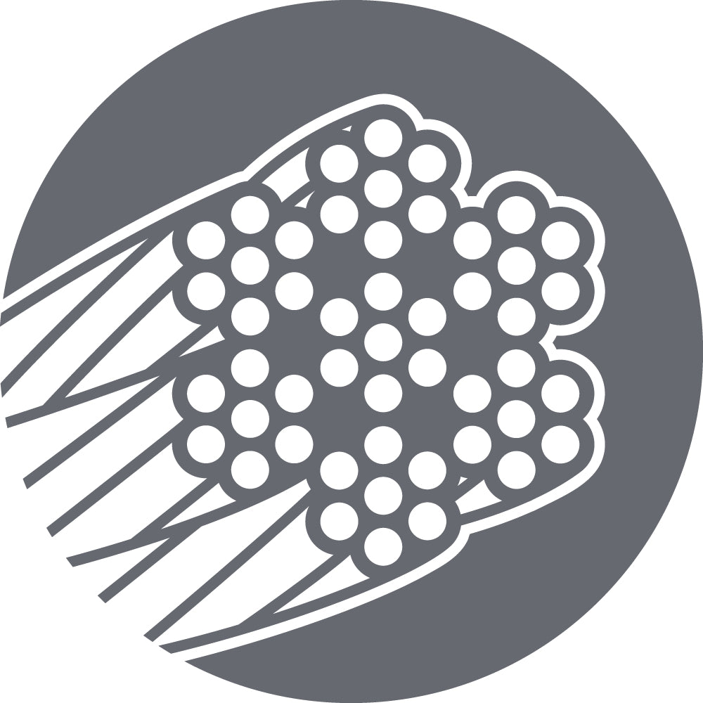 Cross section of 7x7 galvanized aircraft cable