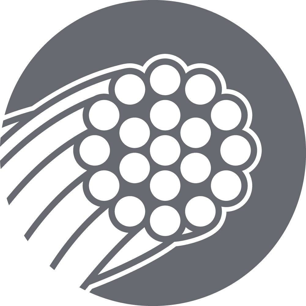 Cross section of 1x19 stainless steel grade 316 strand/cable