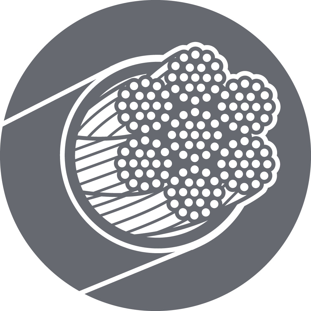 Cross section of 7x19 vinyl coated galvanized aircraft cable