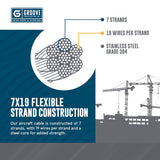 1/4" 7x19 Stainless Steel T304 Aircraft Cable