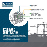 1/2" 6x19 IWRC Galvanized Wire Rope