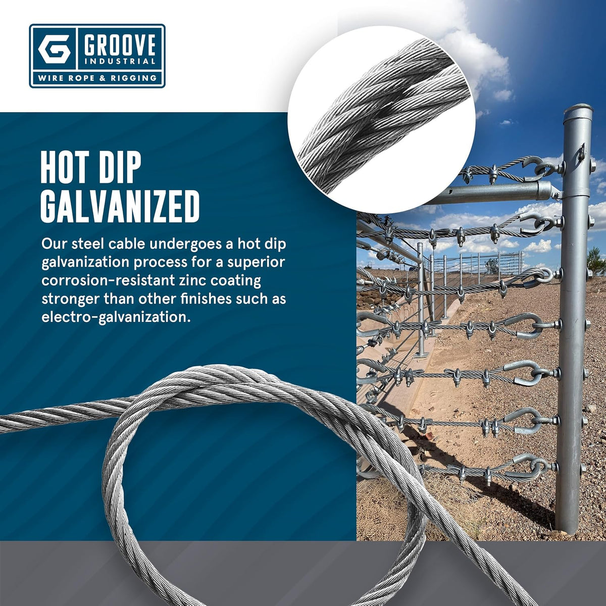 1/2" 6x19 IWRC Galvanized Wire Rope