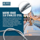 1/4" 7x19 Stainless Steel T316 Aircraft Cable