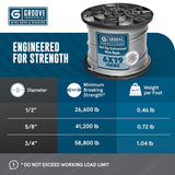 1/2" 6x19 IWRC Galvanized Wire Rope