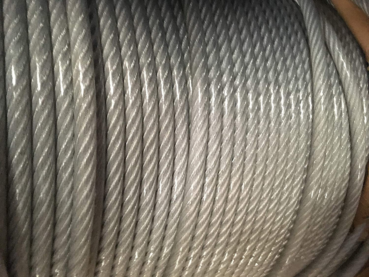 1/8"-3/16" 7x19 Clear Vinyl Coated Galvanized Aircraft Cable