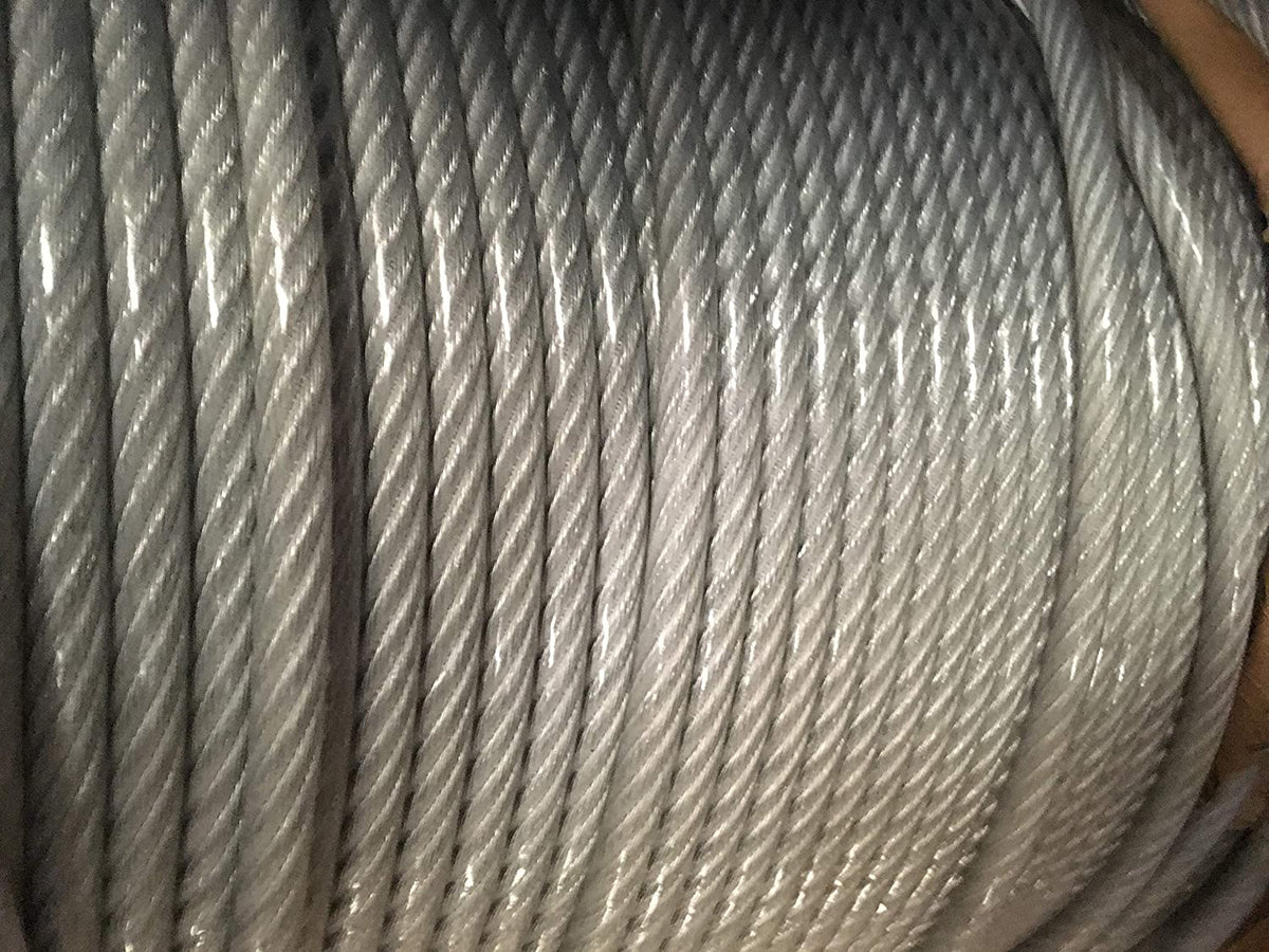 1/8&quot;-3/16&quot; 7x19 Clear Vinyl Coated Galvanized Aircraft Cable